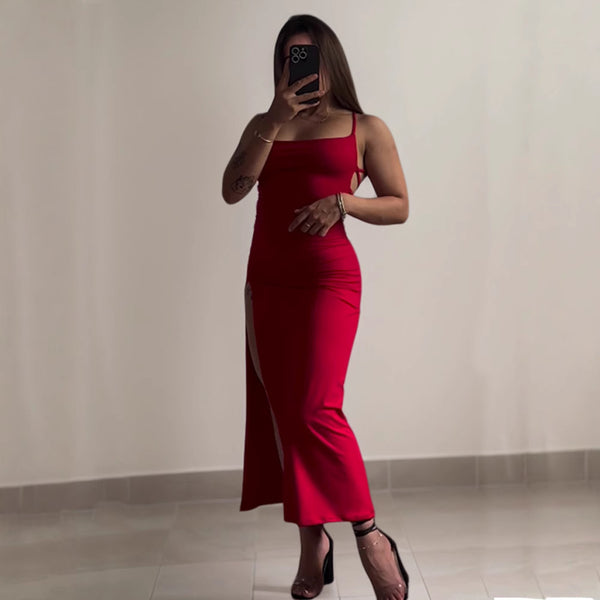 Backless Slit Evening Dress