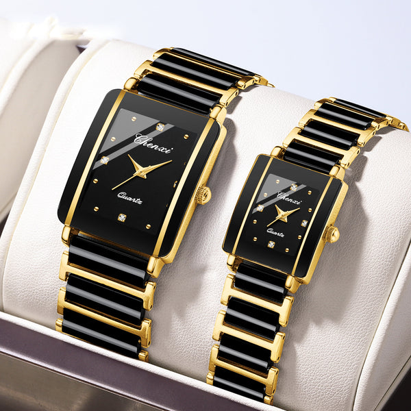 Square Ceramic Couple Watch